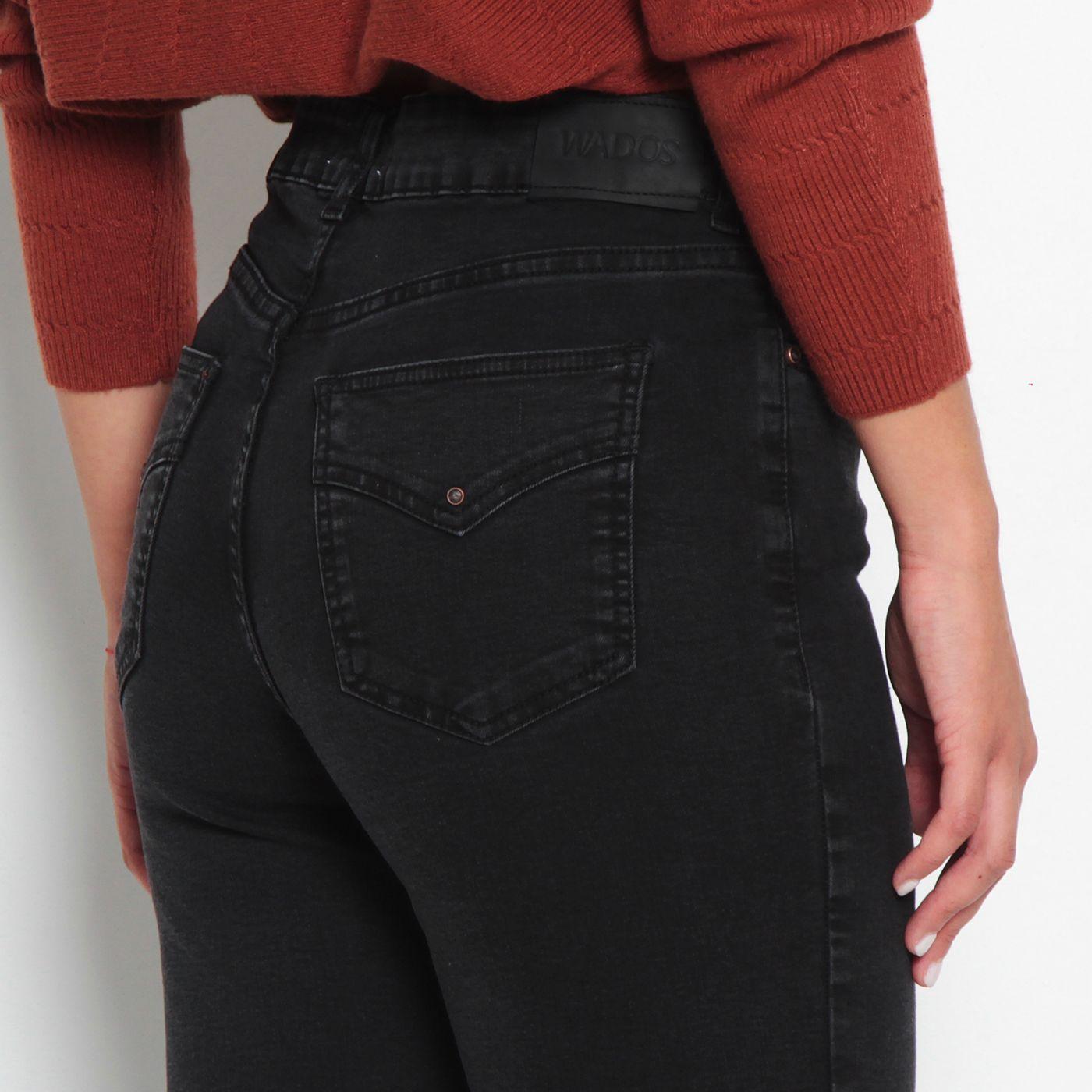 Jeans Tiro Alto Pretina   Basica Un Boton Pierna Recta-1