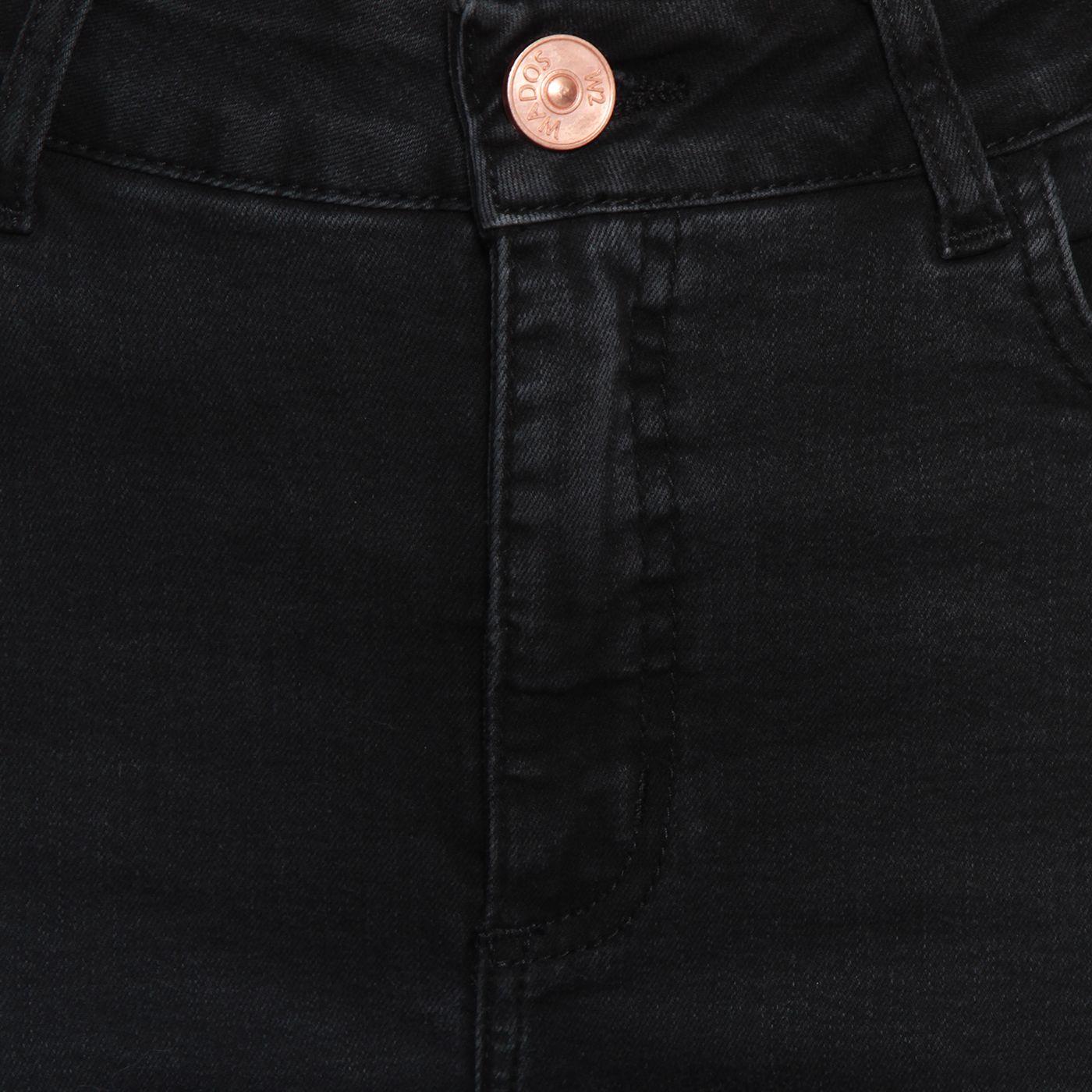 Jeans Tiro Alto Pretina   Basica Un Boton Pierna Recta-2