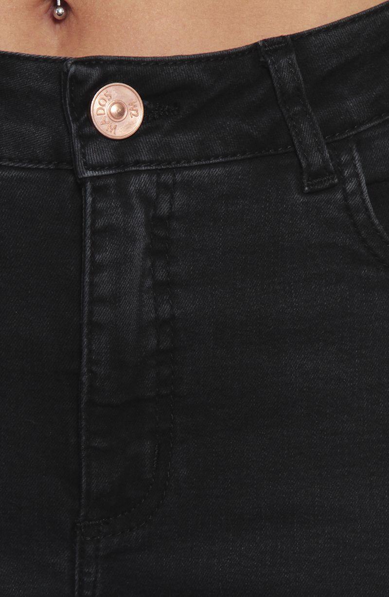 Jeans Tiro Alto Pretina   Basica Un Boton Pierna Recta-2