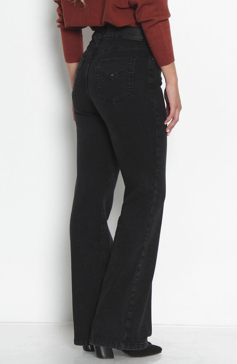 Jeans Tiro Alto Pretina   Basica Un Boton Pierna Recta-7