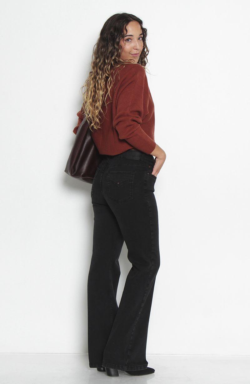 Jeans Tiro Alto Pretina   Basica Un Boton Pierna Recta-9