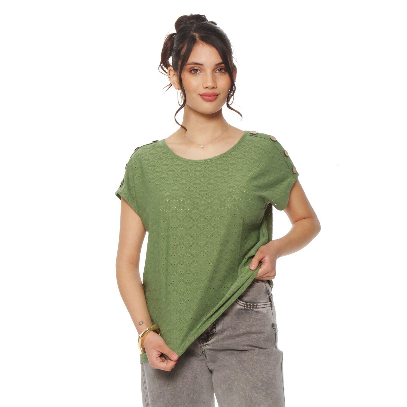 Polera Con Textura Manga Corta Escote Redondo-0