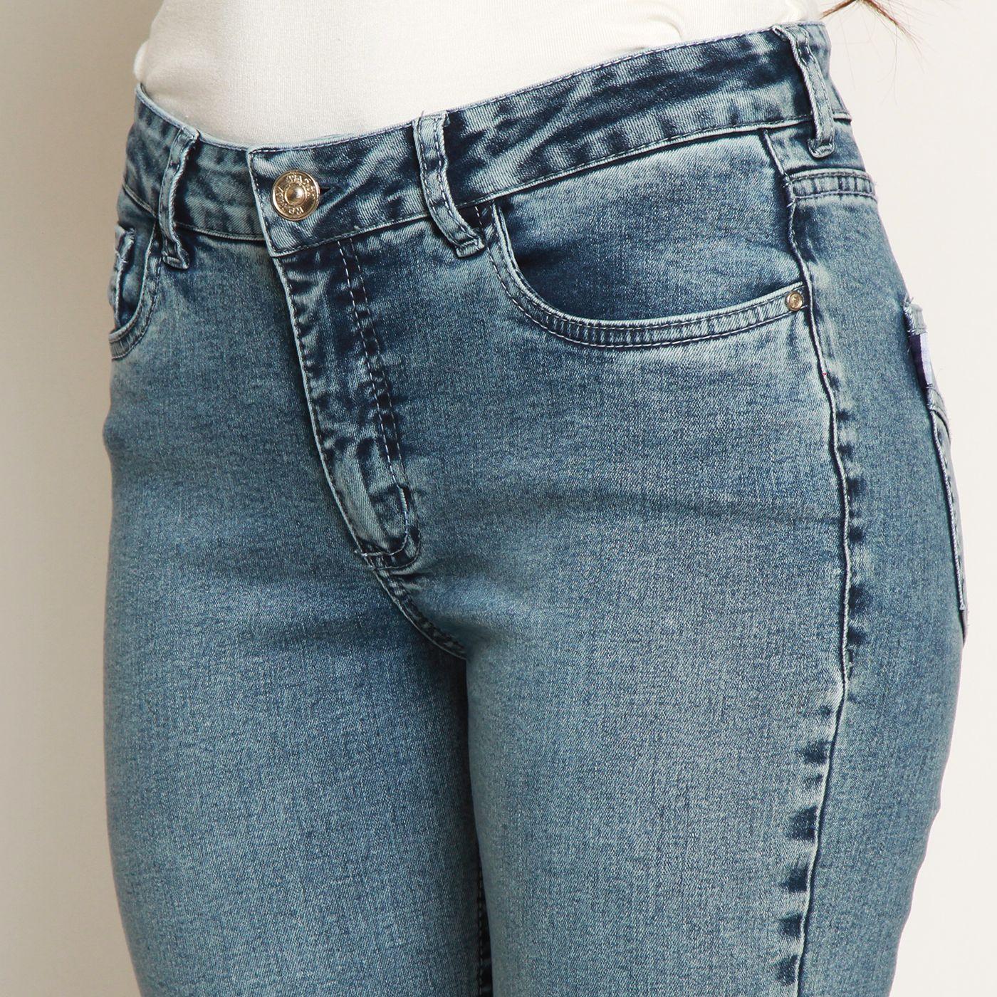 Jeans Recto Tiro Alto     Tapetas Falsas Pretina 1 Boton-1