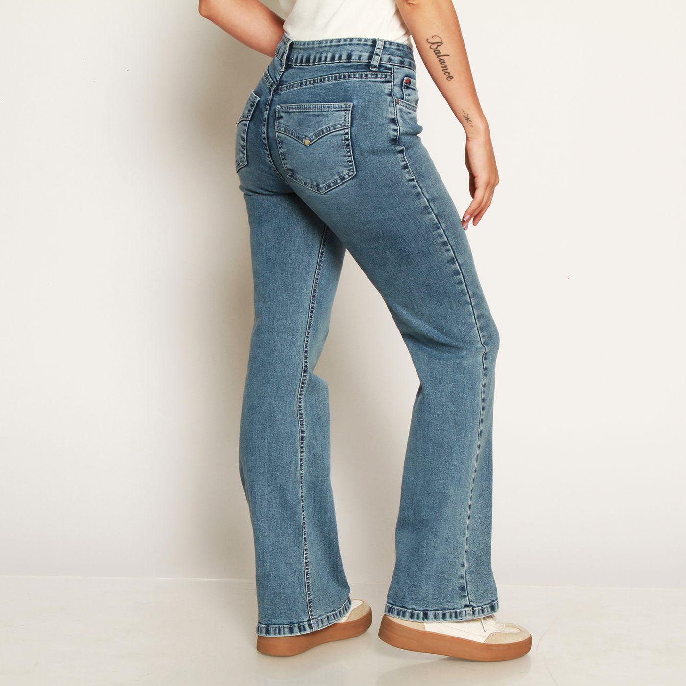 Jeans Recto Tiro Alto     Tapetas Falsas Pretina 1 Boton-9