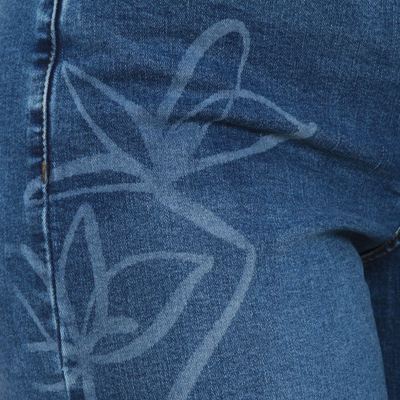 Jeans Wide Leg Tiro Alto Flor Laser  Pretina Basica 1 Boton-9