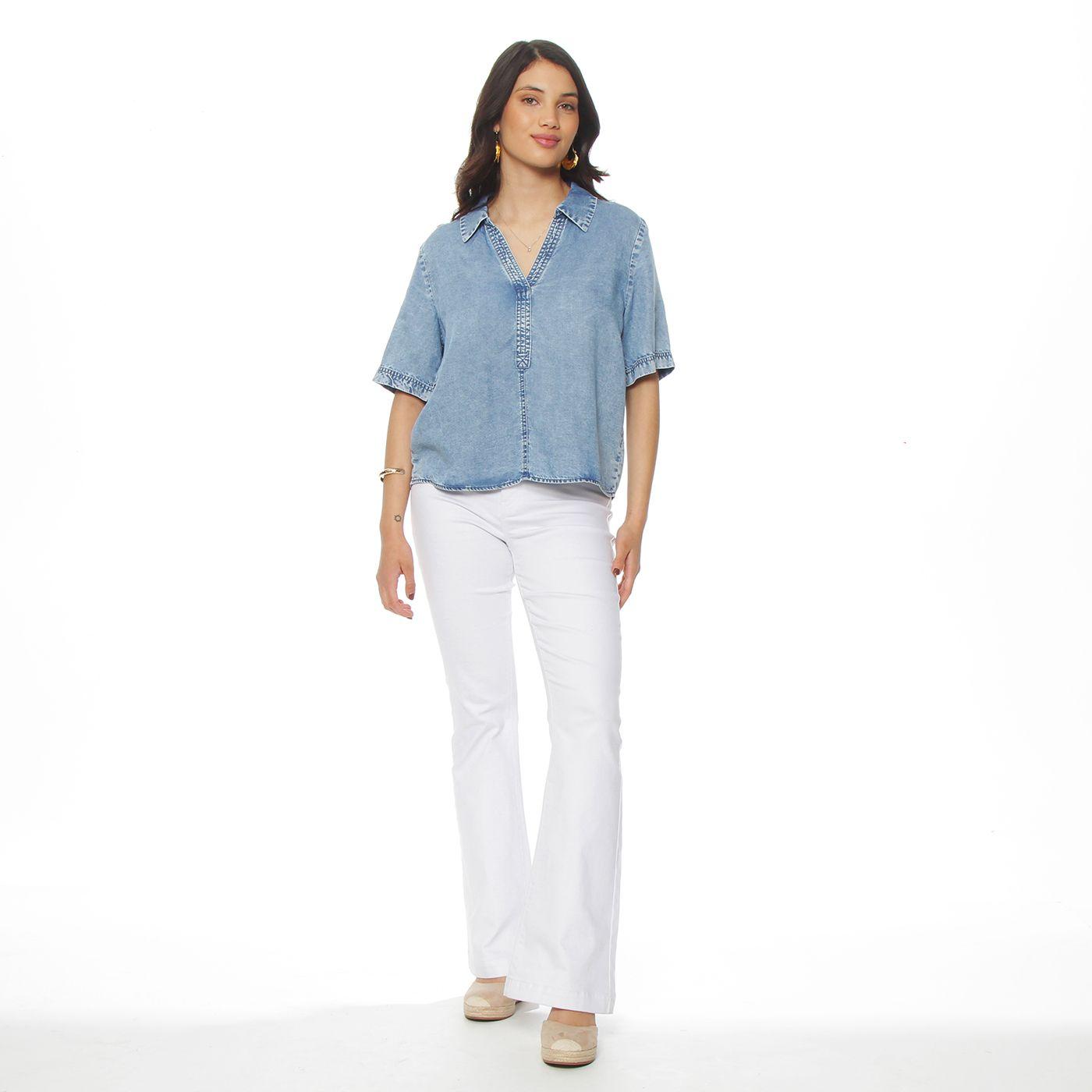 Blusa Manga  Corta Lyocell Escote V-2