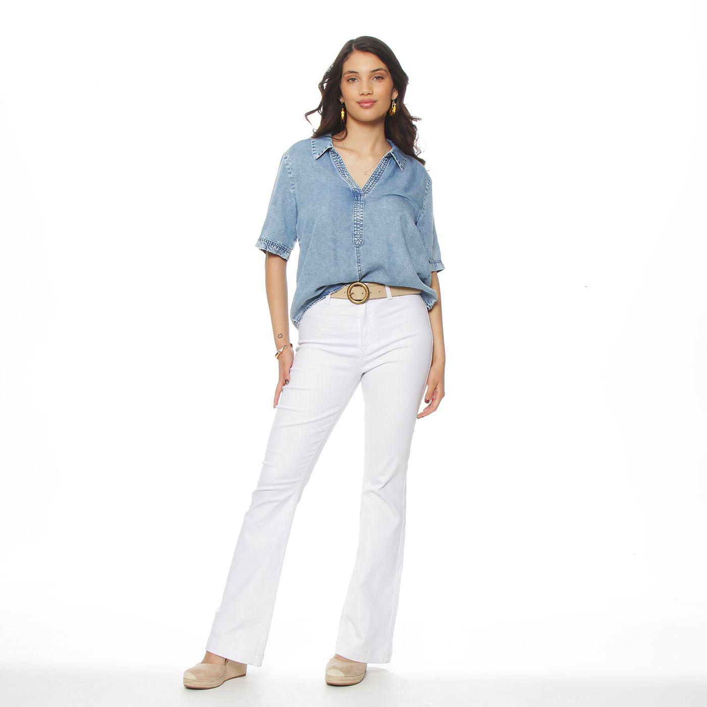 Blusa Manga  Corta Lyocell Escote V-3