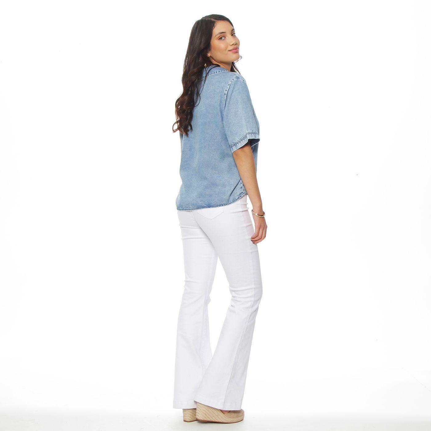 Blusa Manga  Corta Lyocell Escote V-6