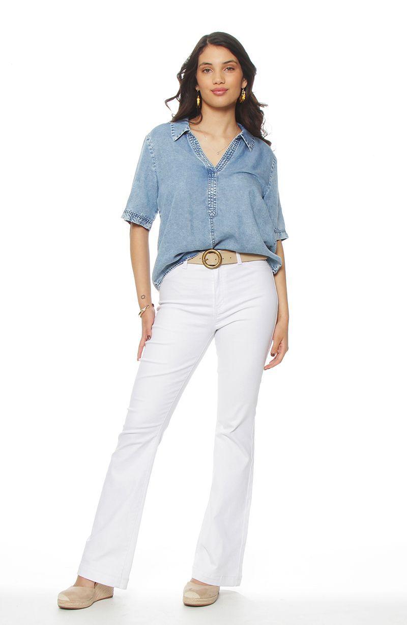 Blusa Manga  Corta Lyocell Escote V-2