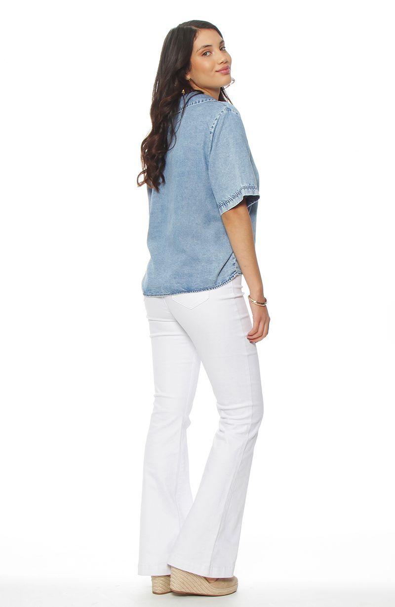 Blusa Manga  Corta Lyocell Escote V-6