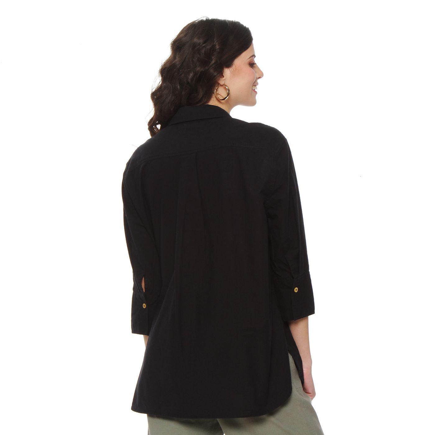 Blusa Manga Larga Lino Abotonada En Delantero-5