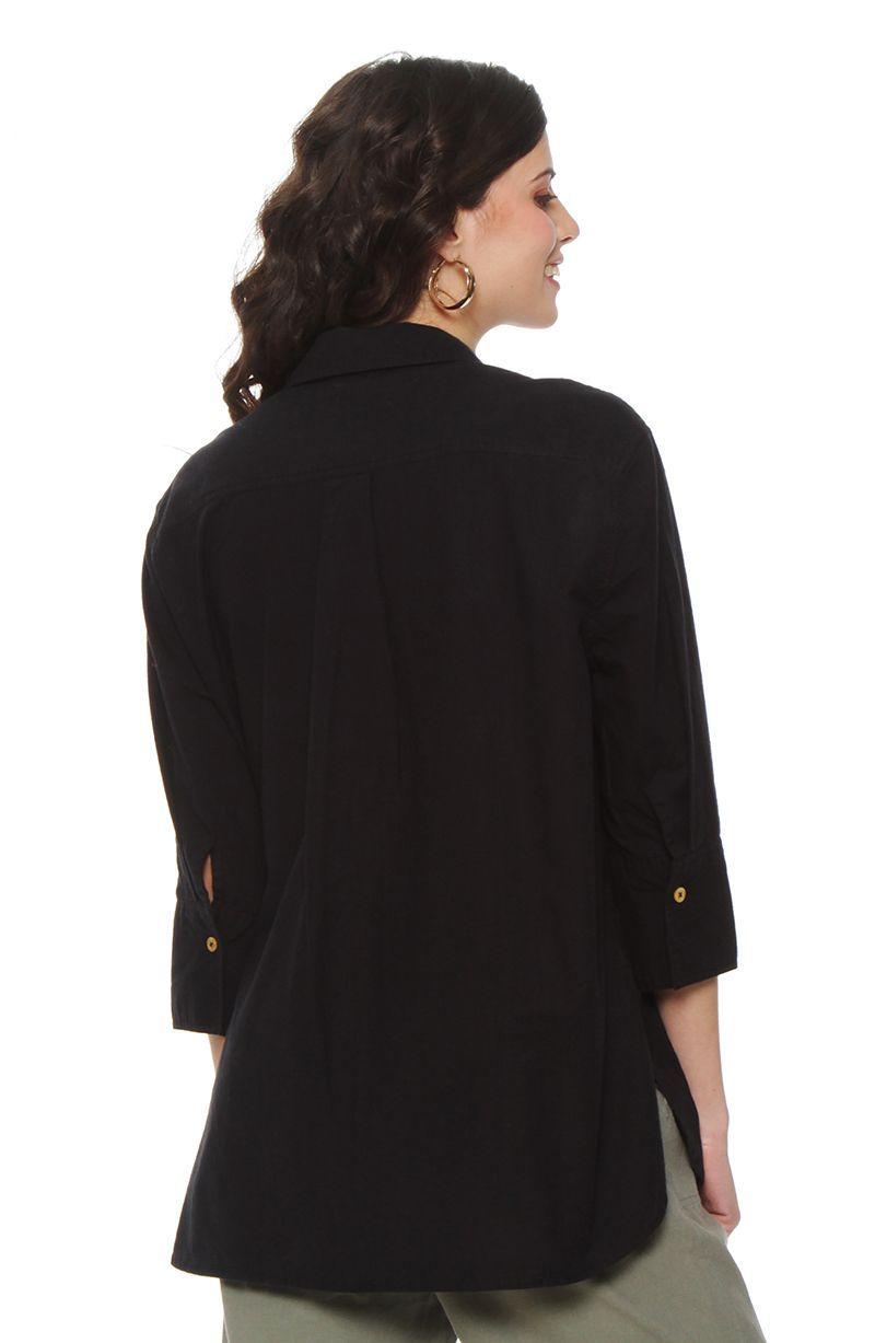 Blusa Manga 3/4 Lino Abotonada En Delantero-5