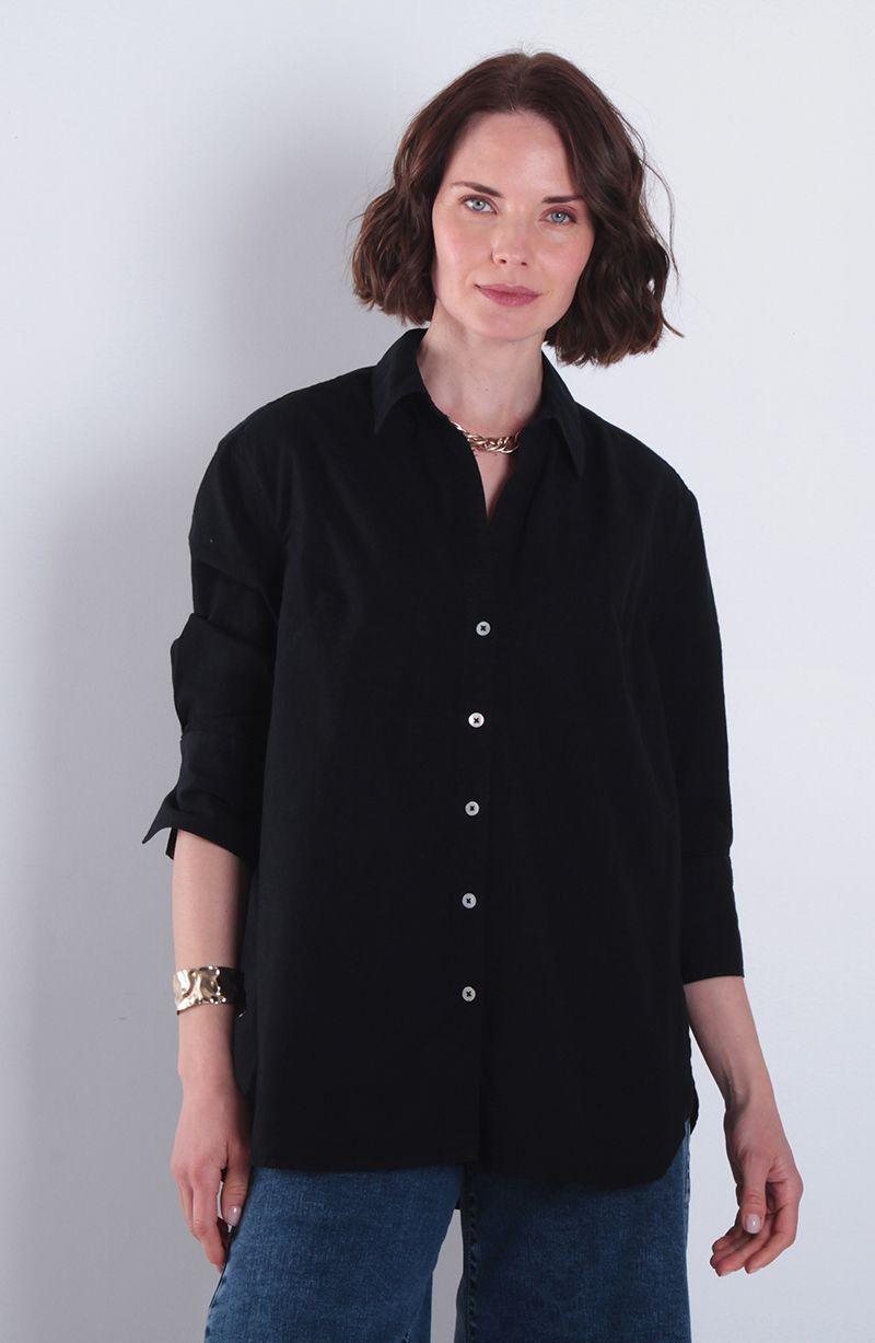 Blusa Manga 3/4 Lino Abotonada En Delantero-0