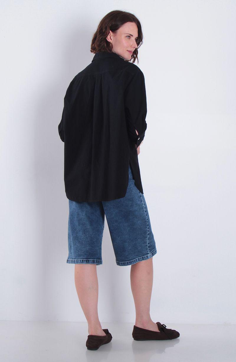 Blusa Manga 3/4 Lino Abotonada En Delantero-3