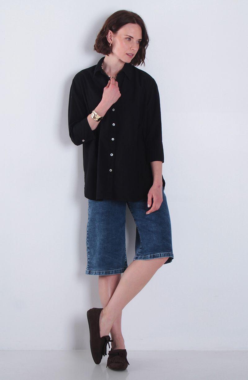 Blusa Manga 3/4 Lino Abotonada En Delantero-2