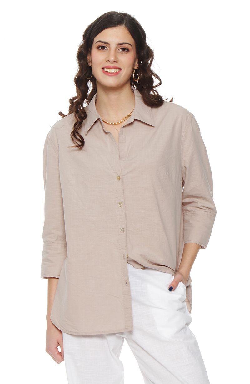 Blusa Manga 3/4 Lino Abotonada En Delantero-0