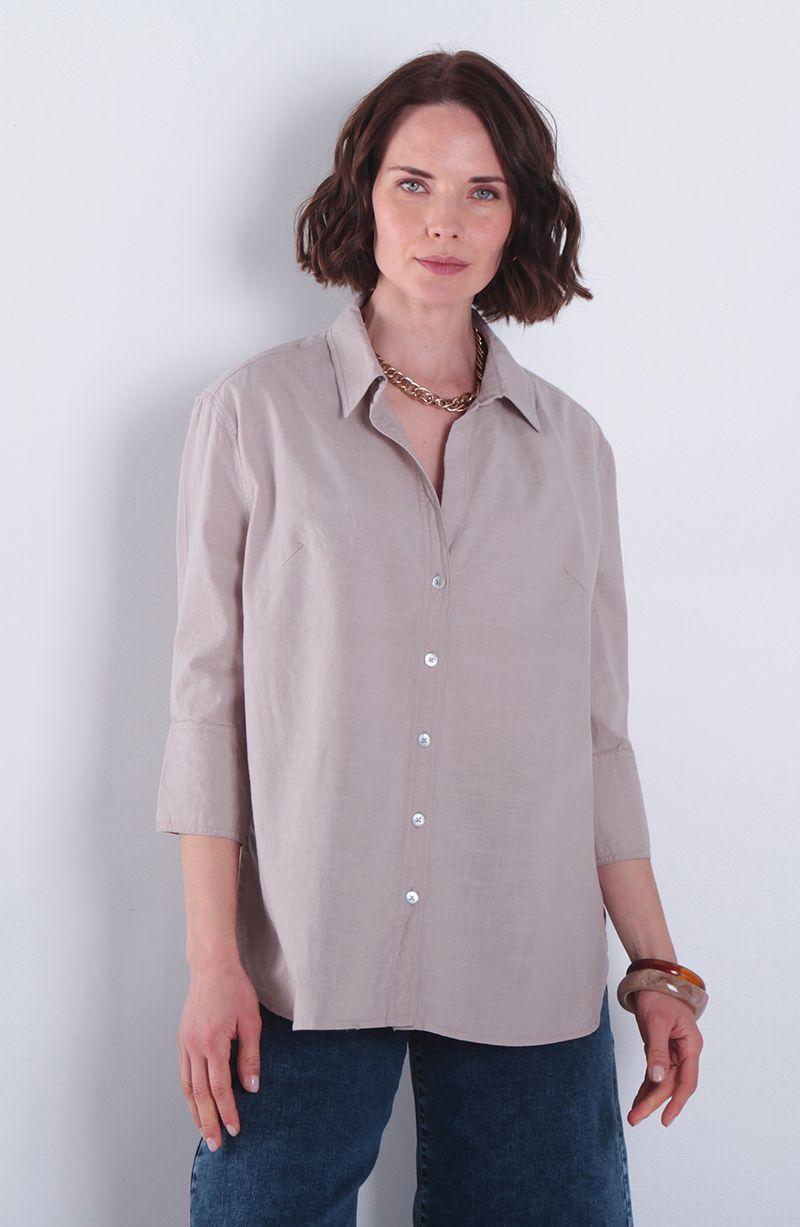 Blusa Manga 3/4 Lino Abotonada En Delantero-0