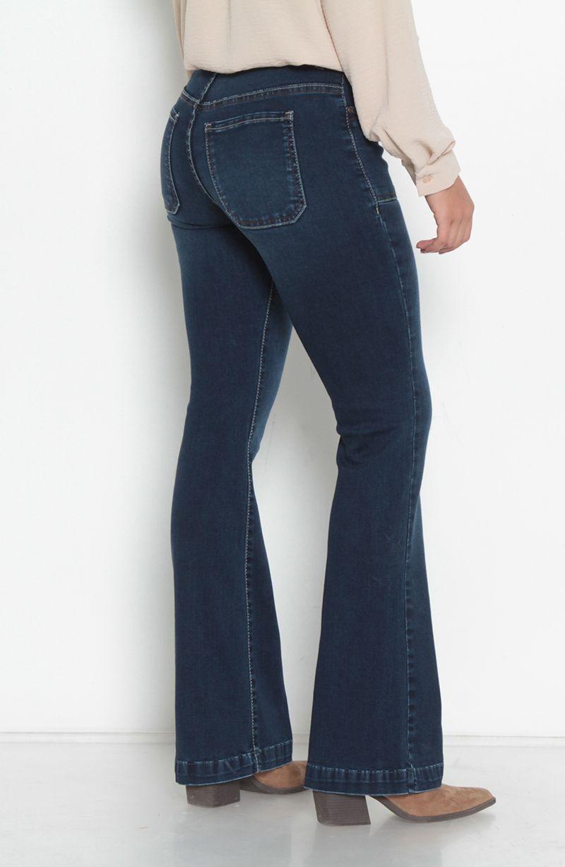 Jeans Cargo Pierna Flare Tiro Alto ,pretina Media Dos Botones-5