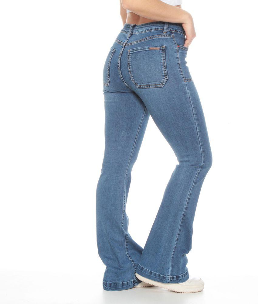 Jeans Flare Cargo Tiro Alto Pretina Basica-3