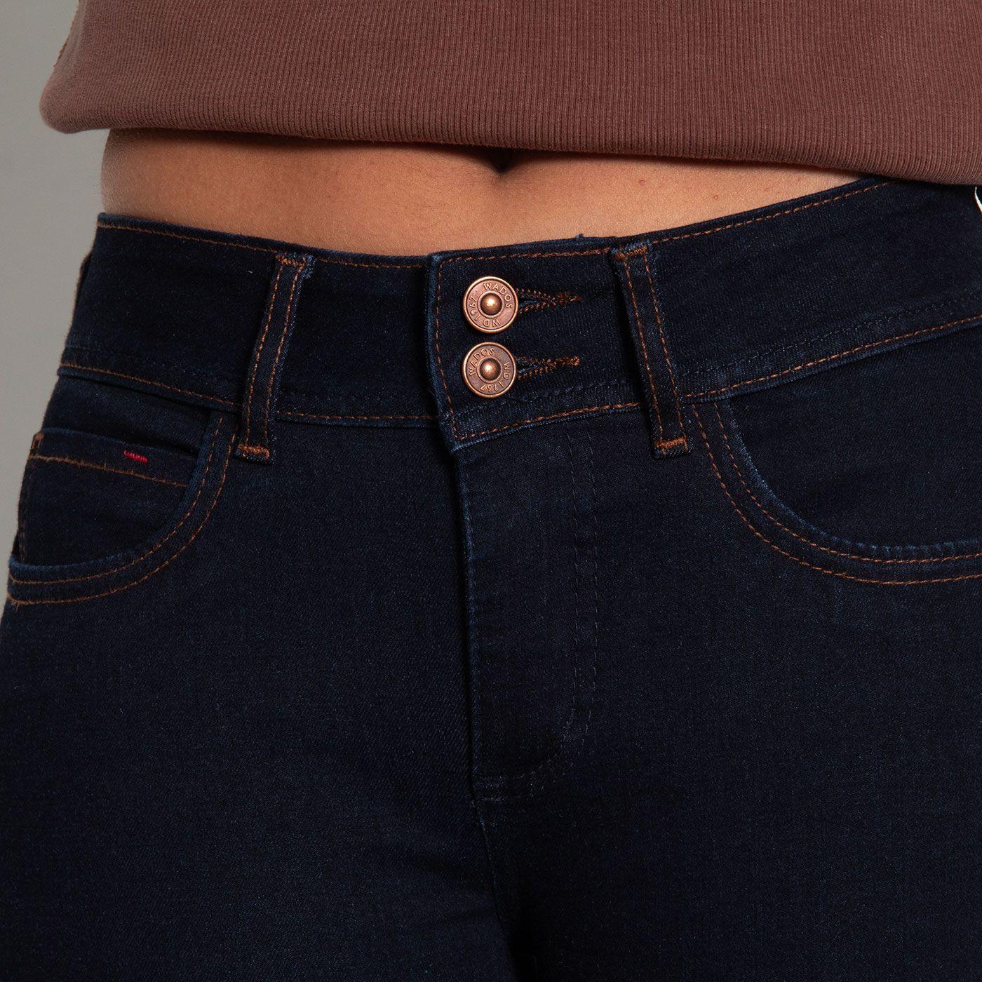 Jeans Flare Tiro Alto Pretina Basica Un Boton-1
