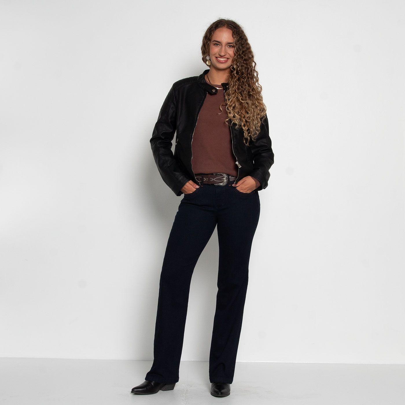 Jeans Flare Tiro Alto Pretina Basica Un Boton-3