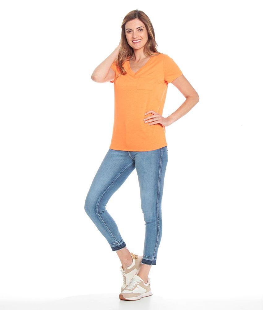 Polera  Basica M/c 95% Polyester Reciclado Escote V-3