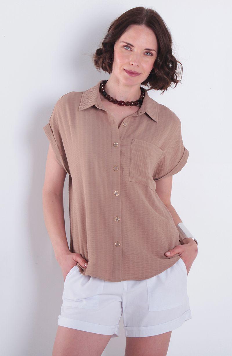 Blusa Manga Corta Abotonado En Delantero-0