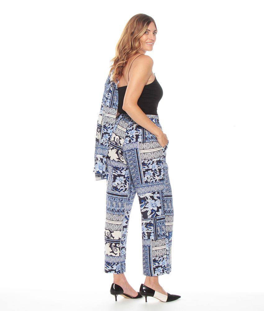 Pantalon De Lino Estampado Con Cintura Elasticada-6