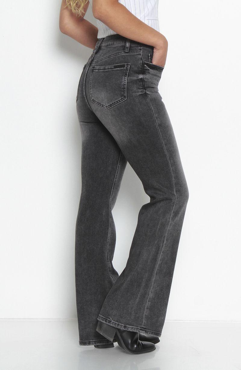 Jeans Flare   Tiro Alto   Pretina Basica 1 Boton-4