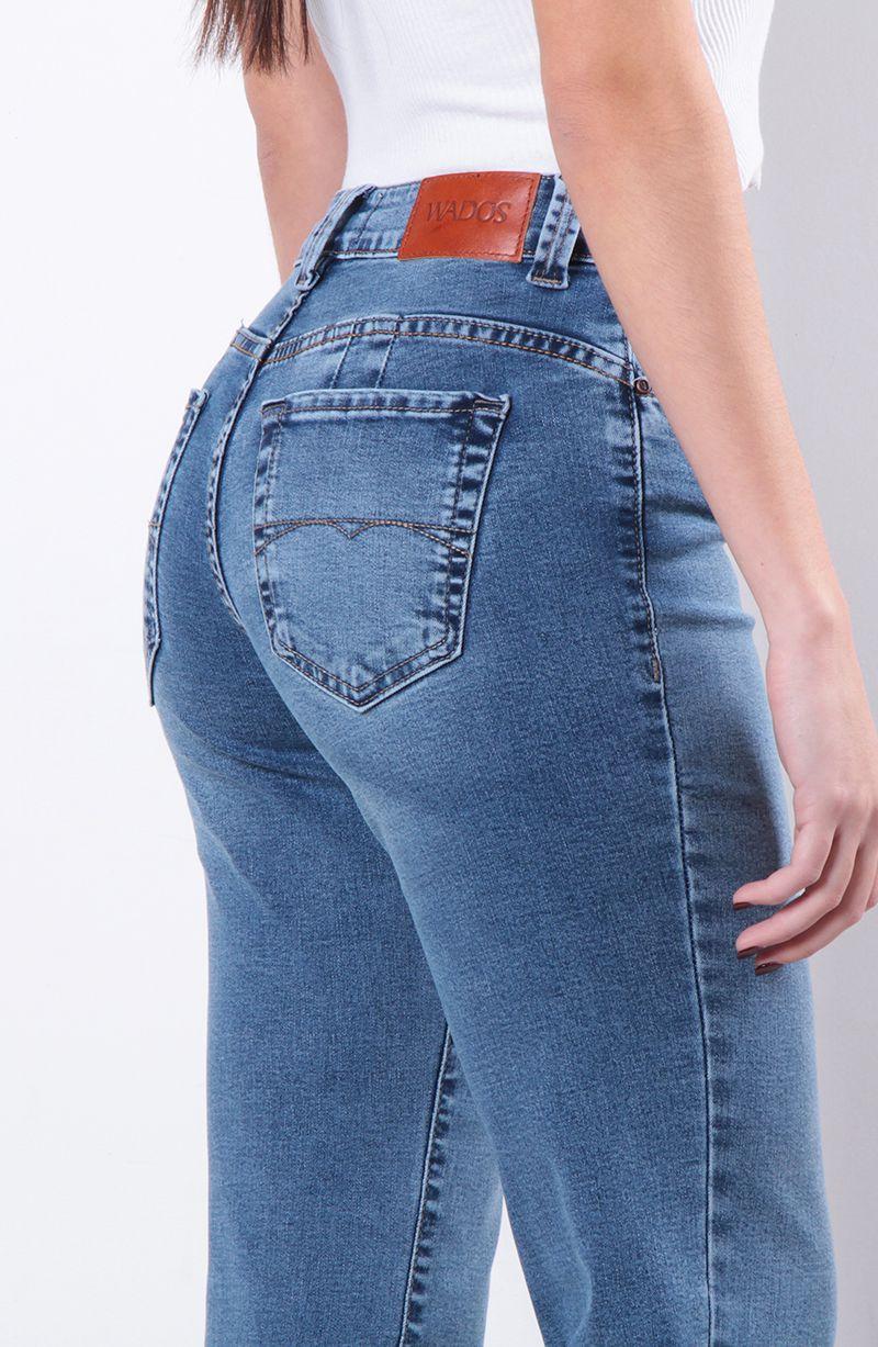 Jeans Recto Tiro Alto  Pretina Basica 1 Boton Push In   Push Up-3