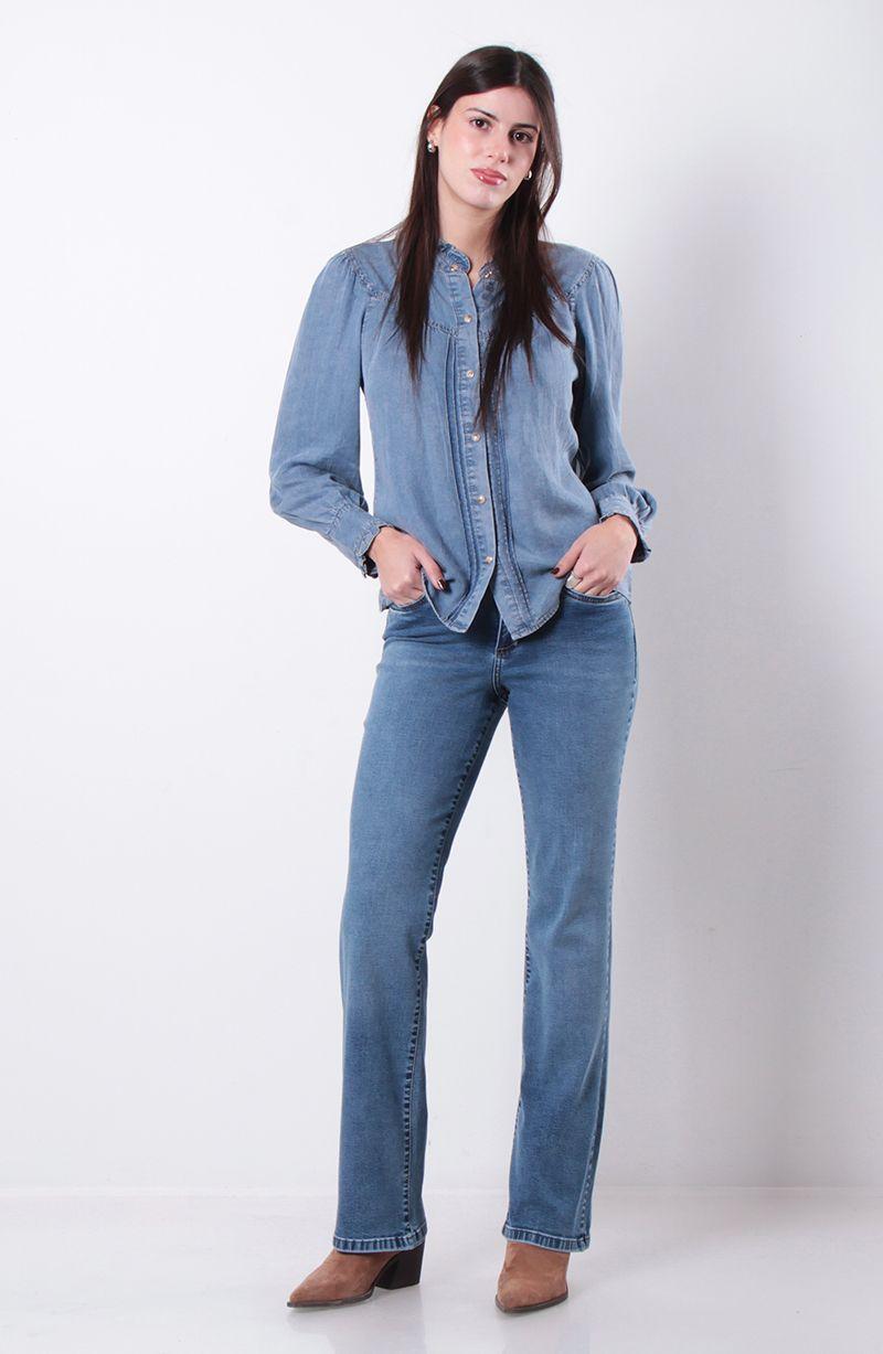 Jeans Recto Tiro Alto  Pretina Basica 1 Boton Push In   Push Up-9