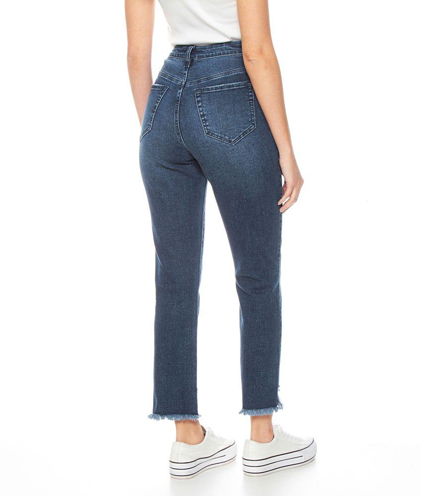 Jeans Crop Slim Tiro Alto Pretina Basica Un Boton-0