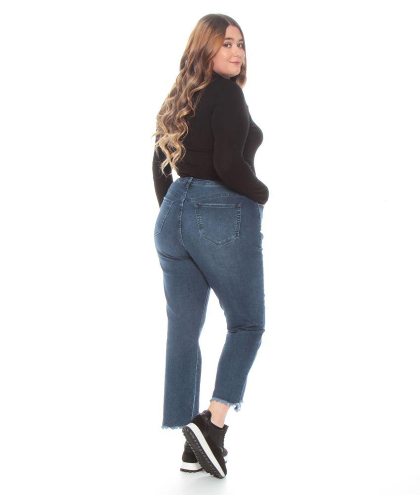 Jeans Crop Slim Tiro Alto Pretina Basica Un Boton-8
