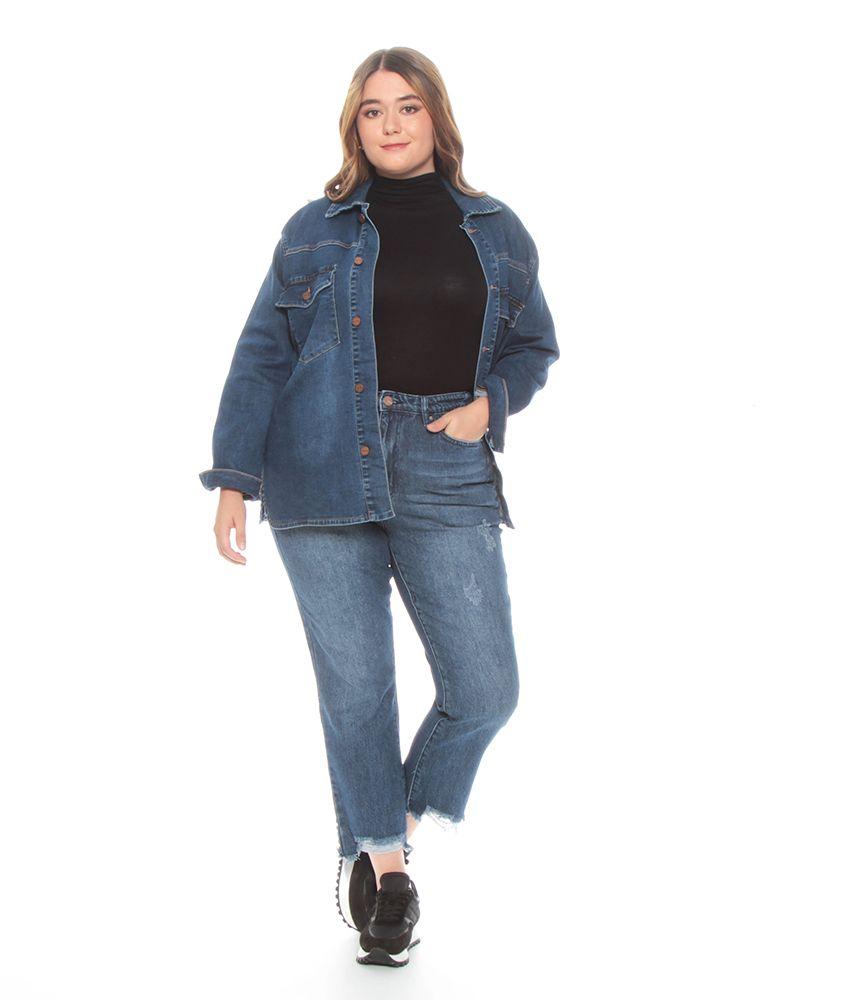 Jeans Crop Slim Tiro Alto Pretina Basica Un Boton-9