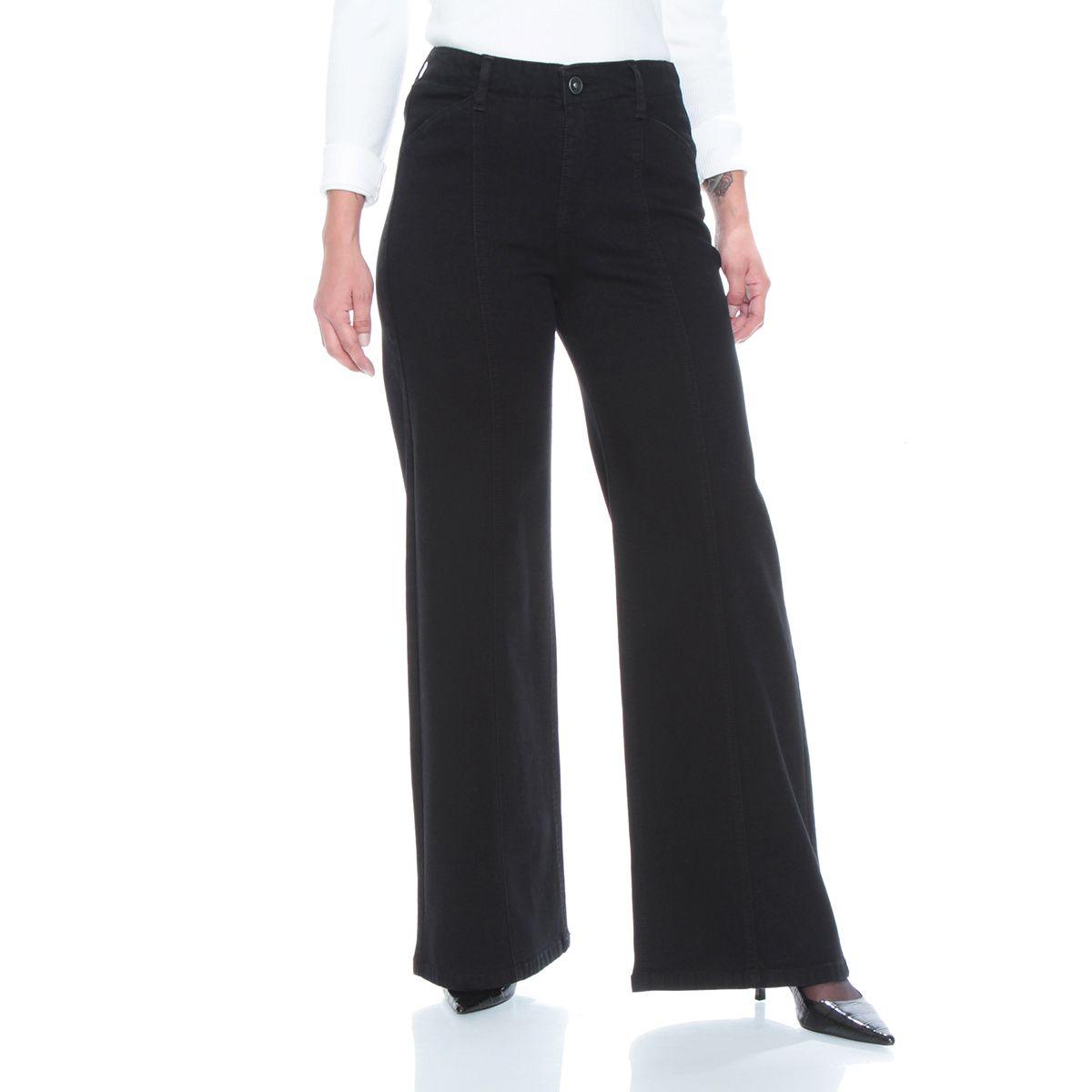 Jeans Wide Leg Tiro Alto Pretina Interna 1 Boton Corte Centro-0