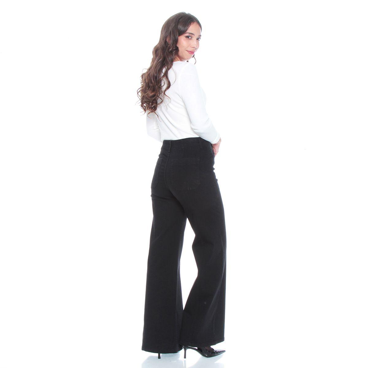 Jeans Wide Leg Tiro Alto Pretina Interna 1 Boton Corte Centro-7