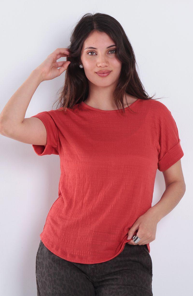 Polera Manga Corta Escote Redondo Con Botones En Espalda-0