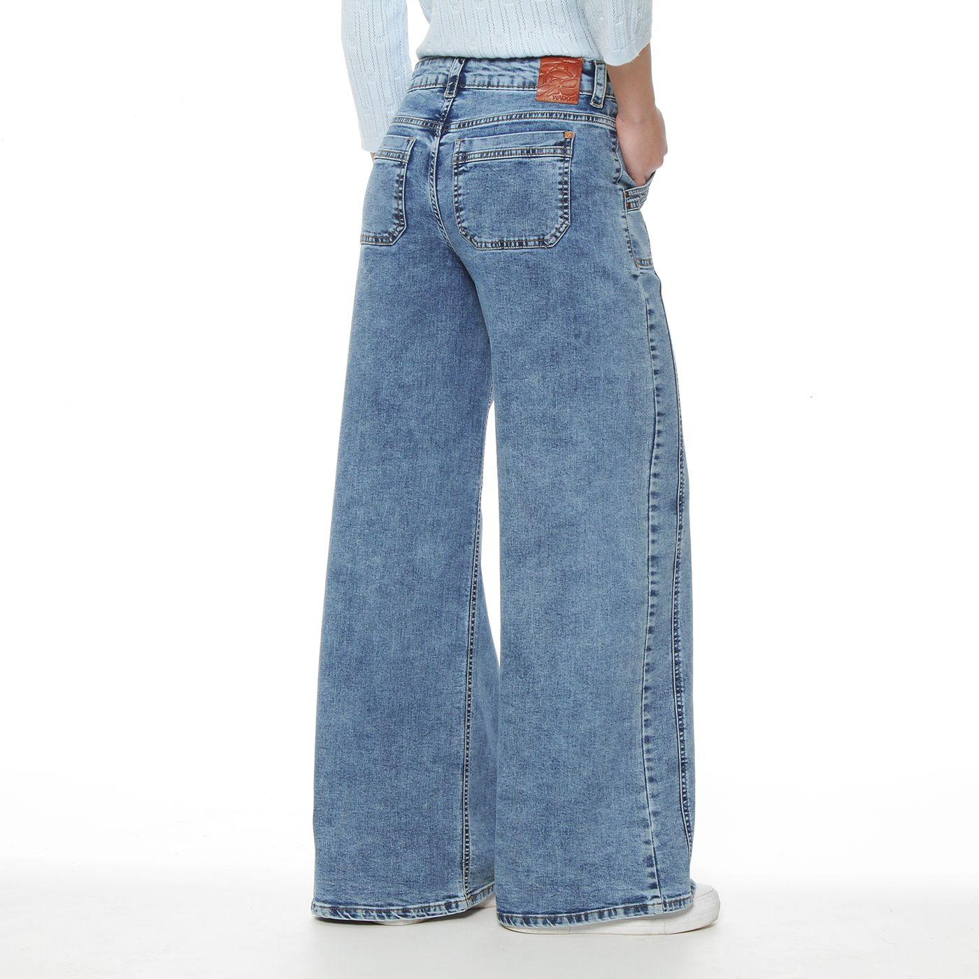Jeans Cargo Wide Leg Tiro Alto Pretina Basica  1 Boton Costadillo-6