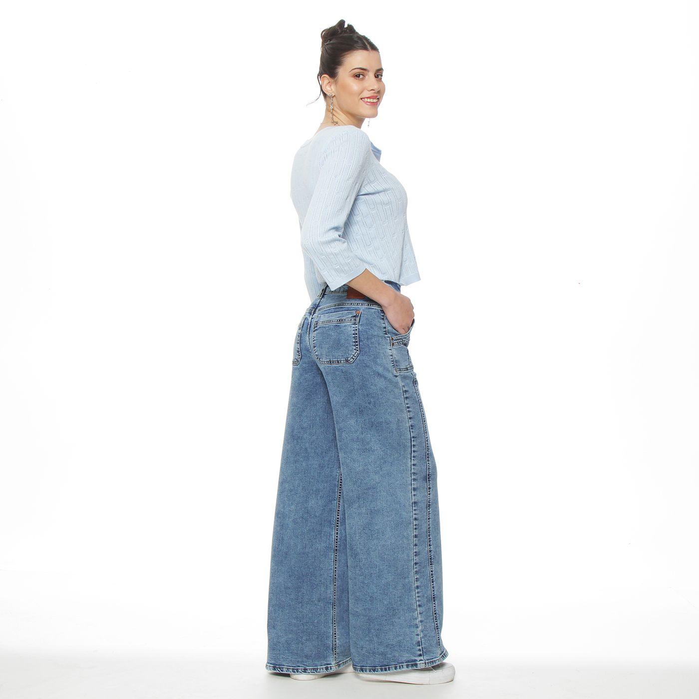 Jeans Cargo Wide Leg Tiro Alto Pretina Basica  1 Boton Costadillo-9
