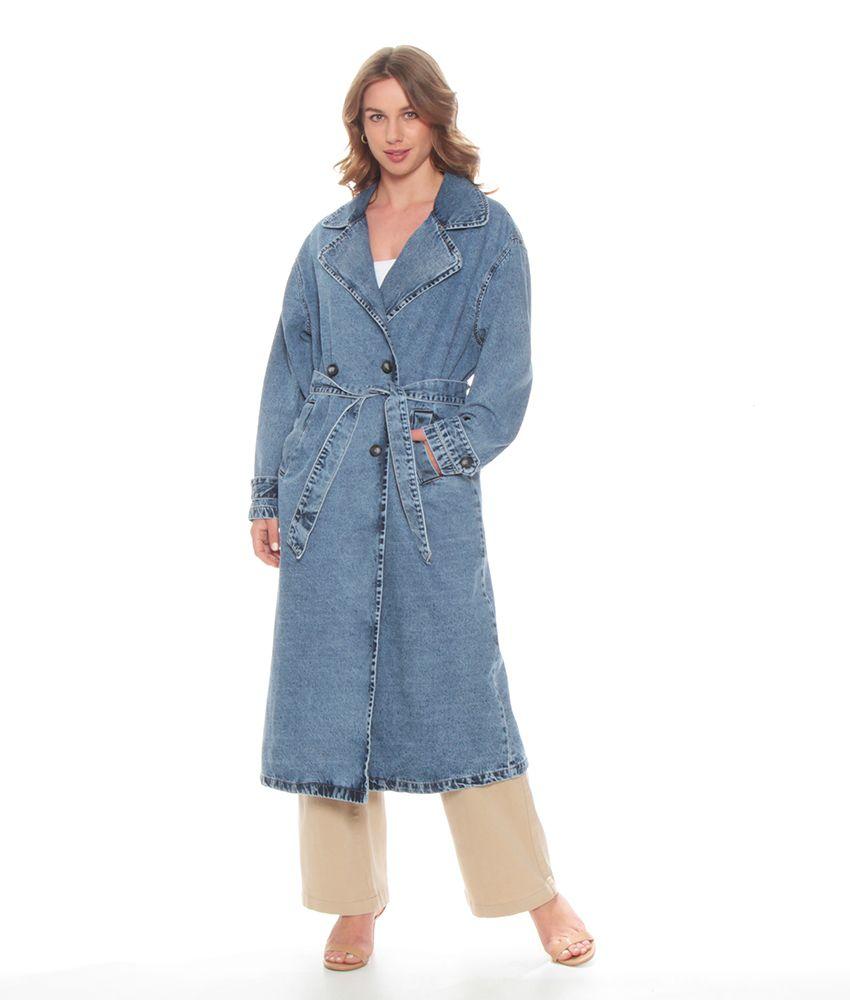 Trench Denim Manga Larga Con Pasadores-0