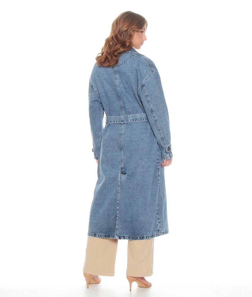 Trench Denim Manga Larga Con Pasadores-1