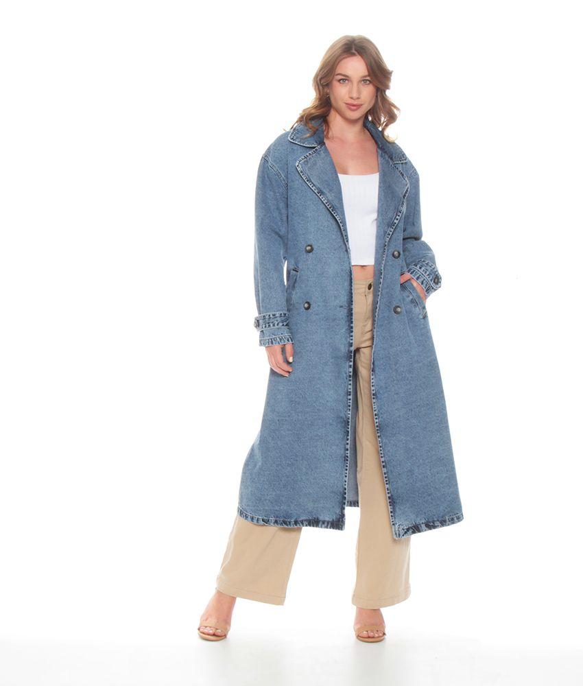 Trench Denim Manga Larga Con Pasadores-2