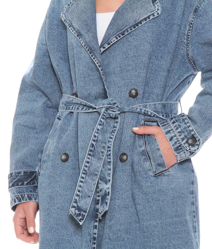 Trench Denim Manga Larga Con Pasadores-5