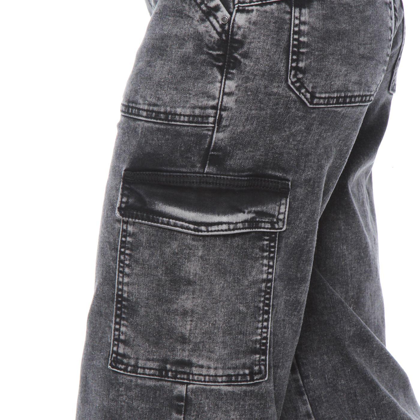 Jeans Recto, Cargo Tiro Alto , Pretina Un Boton Push Up-3