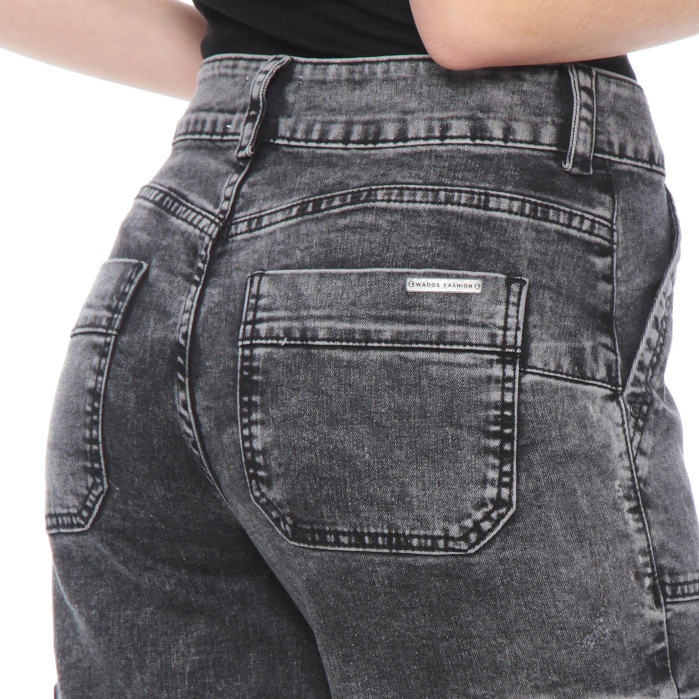 Jeans Recto, Cargo Tiro Alto , Pretina Un Boton Push Up-6