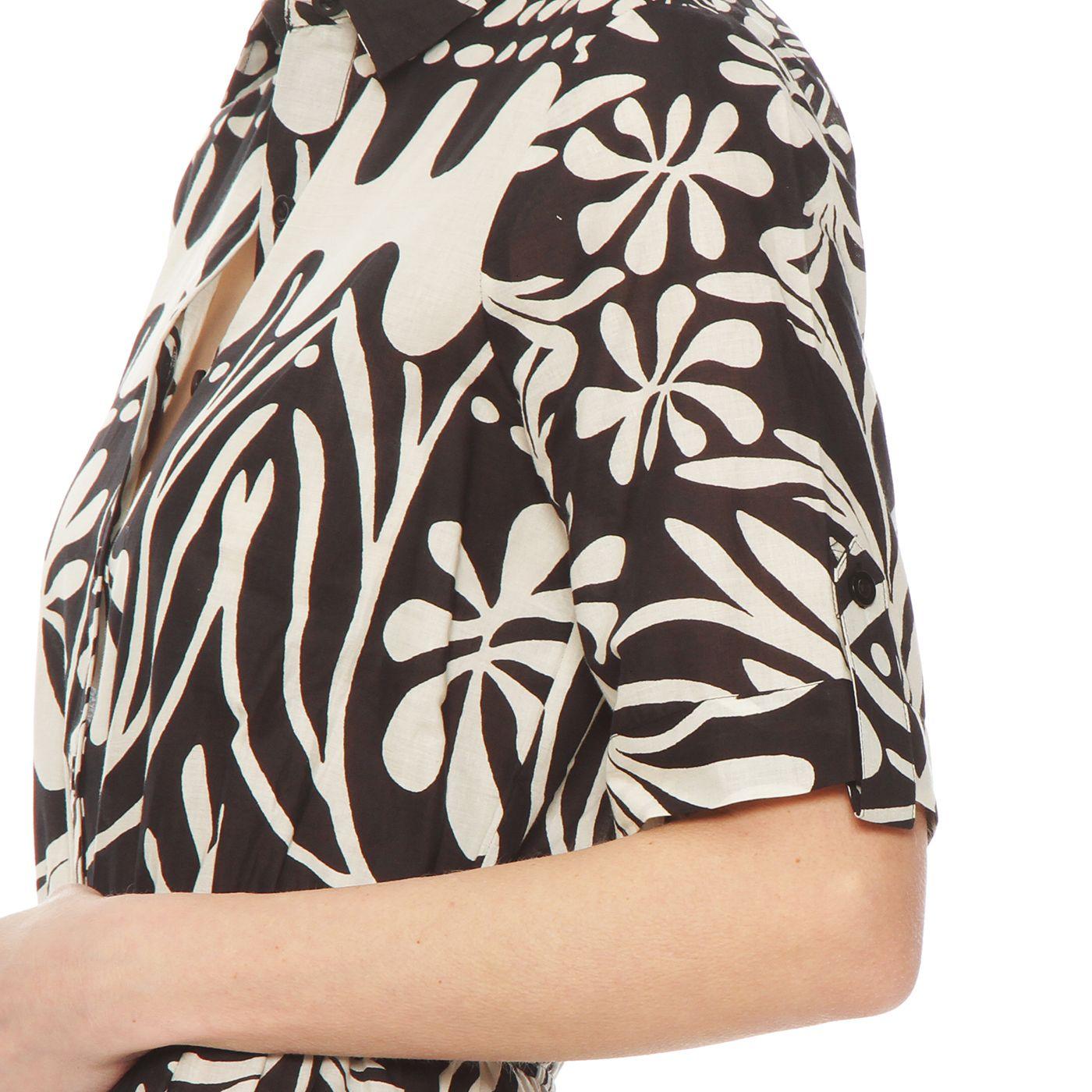 Vestido Manga Corta Estampado Abotonado En El Delantero-5