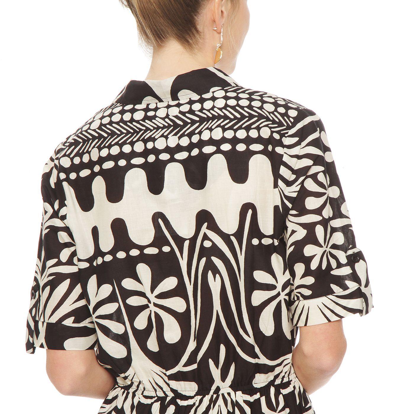 Vestido Manga Corta Estampado Abotonado En El Delantero-6