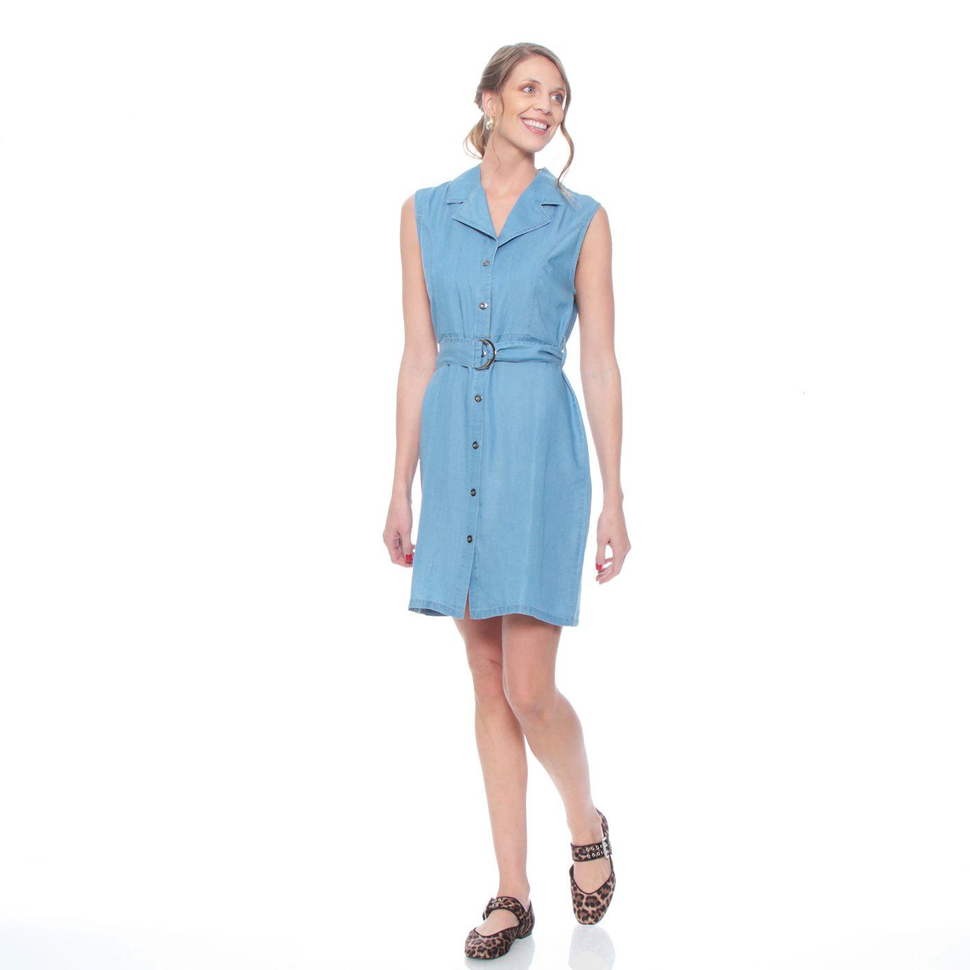 Vestido Sin Manga Liocell Con Lazo  En Cintura-4