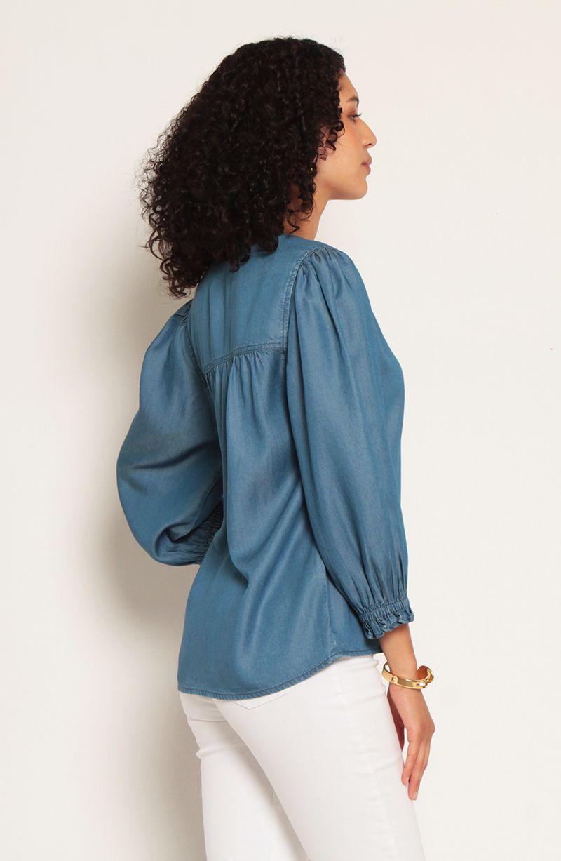 Blusa Lyocell Manga 3/4 Escote V Con Puno De Manga Elasticado-5