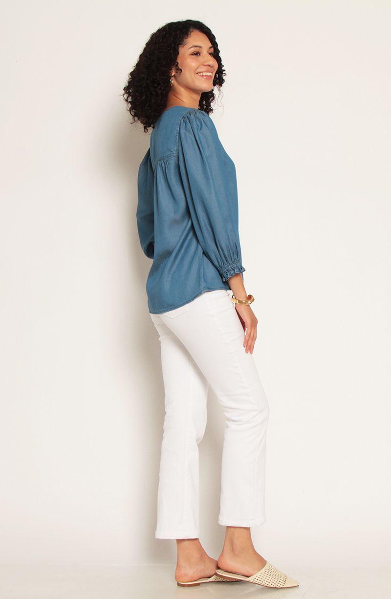 Blusa Lyocell Manga 3/4 Escote V Con Puno De Manga Elasticado-6